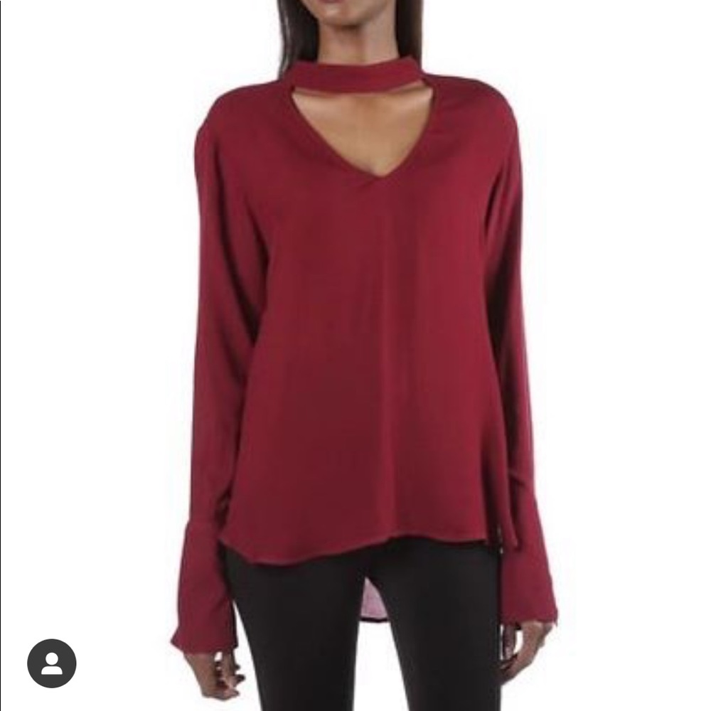 Cloth and Stone White Choker Neck Bell Sleeve Top